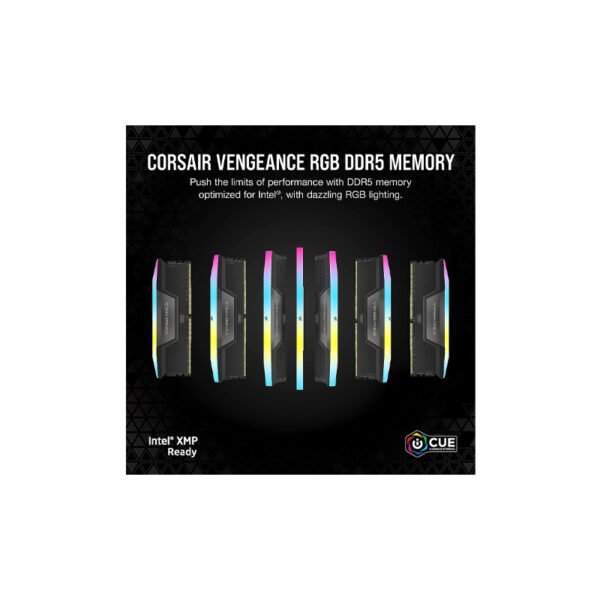 27 RAM Desktop Corsair VENGEANCE RGB DDR5 Black DDR5, 5600MT/s 32GB 2x16GB DIMM, Unbuffered, 40-40-40-77,XMP 3.0, Heatspreader, RGB LED, 1.25V" - Image 2