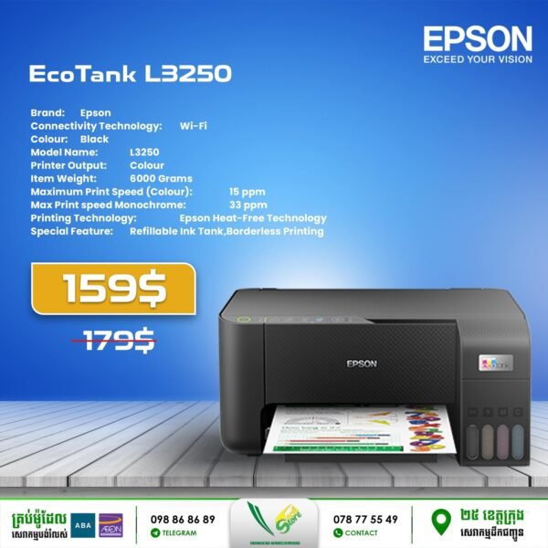 Printer Epson EcoTank L3250 A4 Wi-Fi All-in-One Ink Tank Printer Ink - Image 4