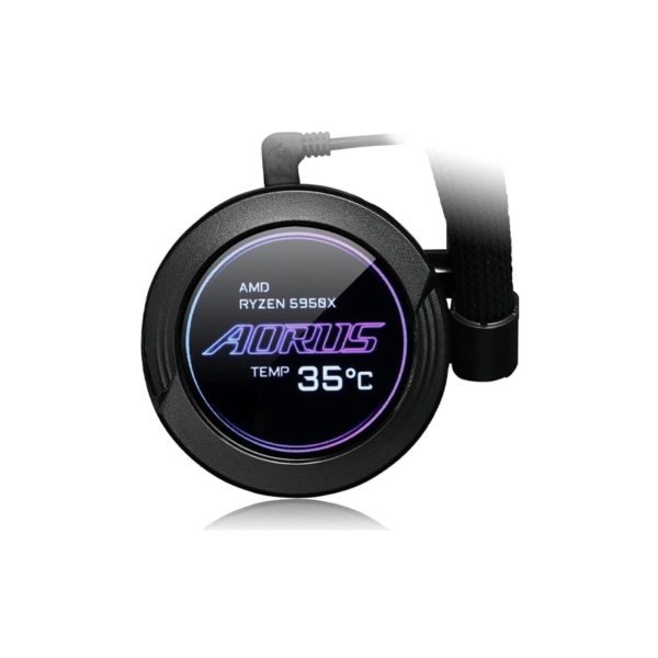 24 Liquid CPU  Gigabyte AORUS WATERFORCE X 360 AIO Liquid CPU Cooler, Rotatable Circular LCD Display with Micro SD Support - Image 2