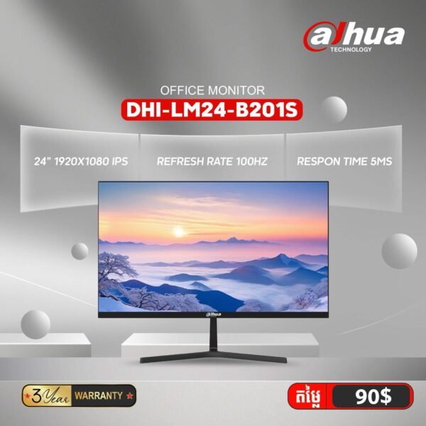 Gaming Monitor Dahua | LM24-B201S (23.8 Inch FullHD IPS Panel 75Hz Ultra-thin body and Borderless Monitor With Built-in speakers,HDMI,VGA) - Image 3