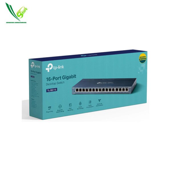 TP-Link 16 Port Gigabit Ethernet Network Switch Desktop\ Wall-Mount\ TL-SG116\ Black - Image 2