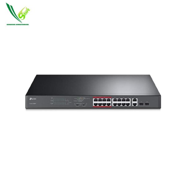 TP-Link TL-SL1218MP 16 Port 10\ 100Mbps Fast Ethernet PoE Switch 16 PoE+ Ports @250W, w\ Extend & Isolation Mode\Black