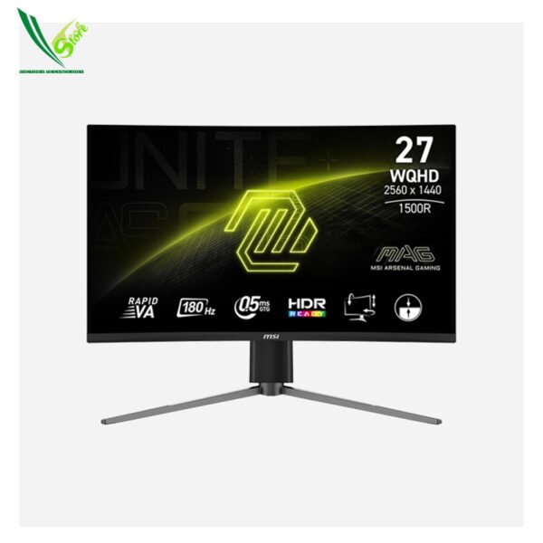 Gaming Monitor MSI MAG 27CQ6PF (27" Curved / WQHD, Rapid VA / HDR Ready / 180Hz / 0.5ms / HDMI 2x Port, 1x DP / 3 years)