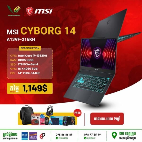 03 Gaming Laptop MSI Cyborg 14 | A13VF-216KH (RTX 4060 8GB) - Image 3