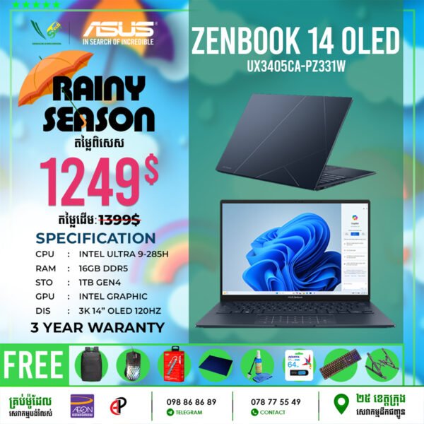 09 Office Laptop Asus Zenbook AI 14 OLED | UX3405CA-PZ331W - Image 3