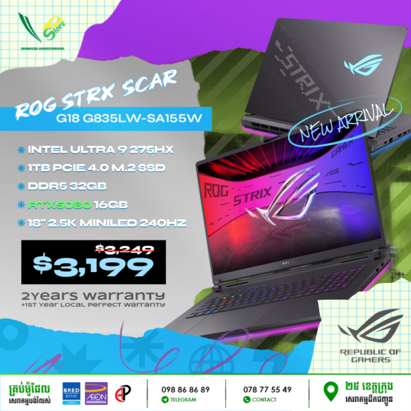 01 Gaming Laptop Asus ROG Scar 18 | G835LW-SA155W (RTX 5080 16GB) - Image 3