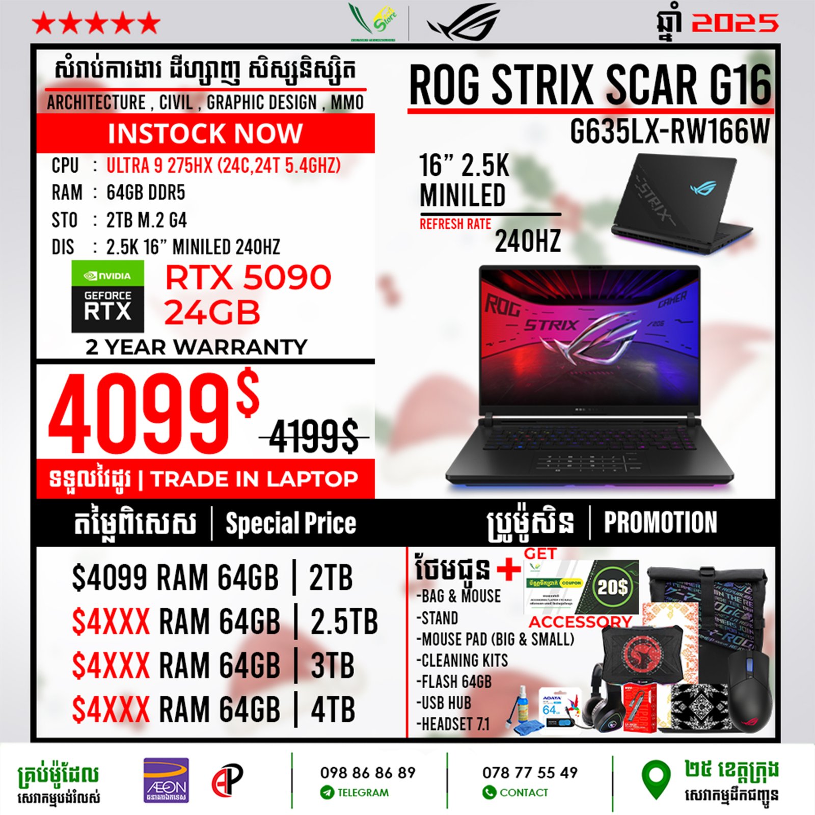 01 Gaming Laptop Asus ROG Scar 16 | G635LX-RW166W (RTX 5090 24GB) - Image 3