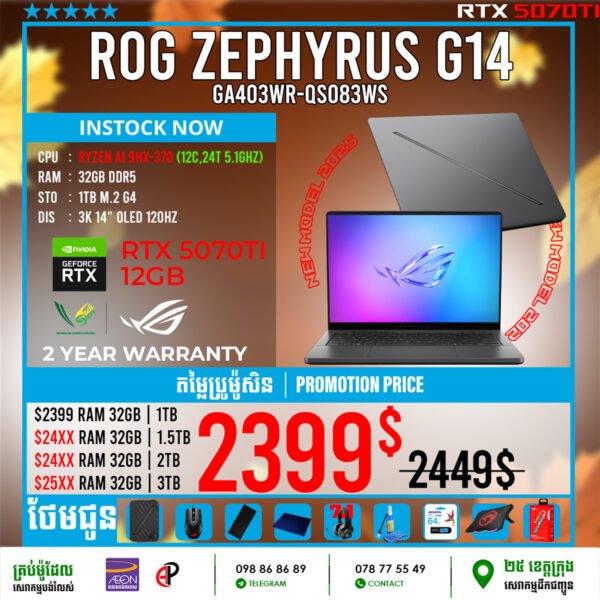 01 Gaming Laptop Asus ROG Zephyrus G14 | GA403WR-QS083W (RTX 5070TI 12GB) - Image 3